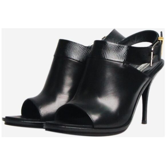 Balenciaga Leather Slingback Peep Toe Heels - Picture 1 of 12